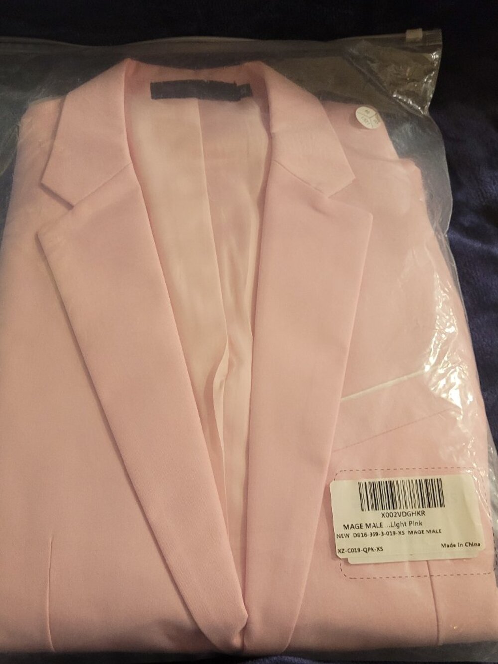 MAGE MALE Men’s Slim Fit Suit Set — Pink, XS — Prom/Wedding/Party Ready